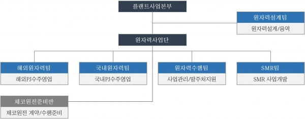 플랜트사업본부 원자력 조직도. 사진=대우건설