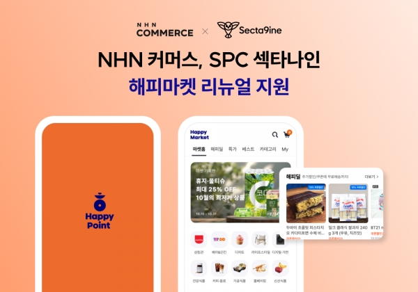 엔에이치엔커머스(NHN COMMERCE, 이하 NHN 커머스)는 SPC 섹타나인의 온라인 몰 '해피마켓'의 리뉴얼 과정에 클라우드 쇼핑 플랫폼 ‘샵바이 프리미엄’을 제공했다고 밝혔다. 사진=NHN